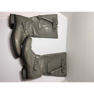 ERIC MICHAEL women's carlotta Leather motorcycle boot Women's Size 10 Gray